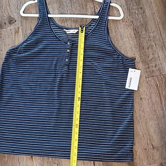 SONOMA BRAND WOMENS NAVY AND WHITE STRIPED TANK TOP SIZE XX LARGE - Picture 8 of 8